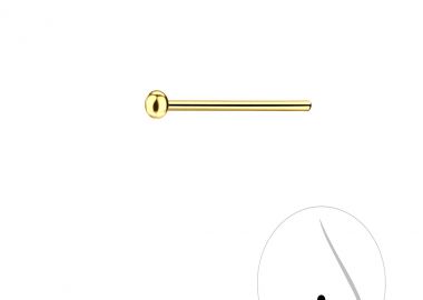 Ασημένιο σκουλαρίκι μύτης με μπίλια επιχρυσωμένο -  - 