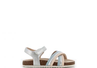 Ασημί παιδικό footbed πέδιλο - SJ - 