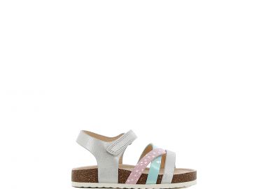 Ασημί παιδικό footbed πέδιλο - SJ - 