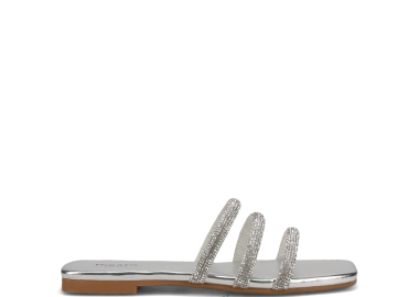 Ασημί σανδάλι με στρας - MIGATO - 
