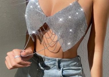 ΑΣΗΜΙ STRASS CROP TOP - WINKLER - sense-shop - 