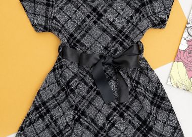 ASPEN GREY CHECKED DRESS -  - 