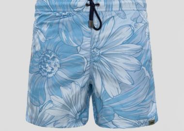 ASPESI Ανδρικό Floral Swimshorts In Blue - ASPESI - 