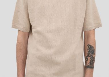 ASPESI Ανδρικό Μπεζ Cotton Knit T-shirt - ASPESI - 