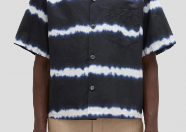 ASPESI Ανδρικό Μπλε Tie-dye Cotton Bowling Shirt - ASPESI - 
