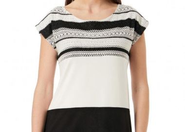 ΑΣΠΡΟΜΑΥΡΗ ΜΠΛΟΥΖΑ ΜΕ ΠΛΕΚΤΟ ΜΠΟΥΣΤΟ - Anna Raxevsky - 