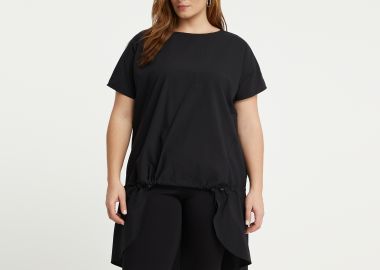 Ασύμμετρη μπλούζα t-shirt βαμβακερή με δέσιμο μπροστά - MAT FASHION - 