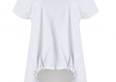 Ασύμμετρη μπλούζα t-shirt βαμβακερή με δέσιμο μπροστά - MAT FASHION - 