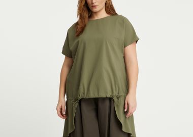 Ασύμμετρη μπλούζα t-shirt βαμβακερή με δέσιμο μπροστά - MAT FASHION - 