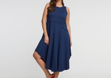 Ασύμμετρο αμάνικο βαμβακερό φόρεμα - MAT FASHION - 