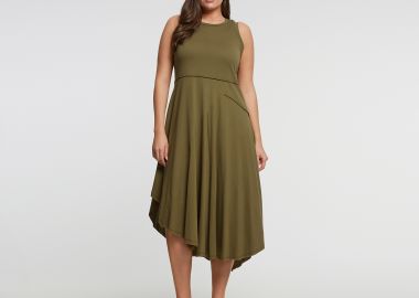 Ασύμμετρο αμάνικο βαμβακερό φόρεμα - MAT FASHION - 