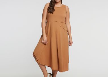 Ασύμμετρο αμάνικο βαμβακερό φόρεμα - MAT FASHION - 