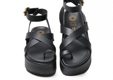 ATENEO Δερμάτινα σανδάλια flatform - 54307 - Μαύρο - ATENEO - 