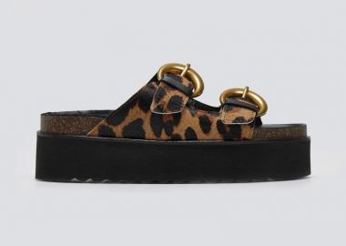 ATENEO Δερμάτινα σανδάλια flatform με στάμπα - 53103 - Leopard - ATENEO - 