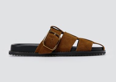 ATENEO Fisherman σανδάλια με λεπτομέρεια αγκράφας - 61315 - Καφέ Σουέτ - ATENEO - 