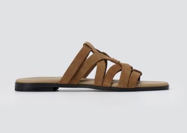 ATENEO Φλατ σανδάλια με λουράκια - 63402 - Taupe Σουέτ - ATENEO - 