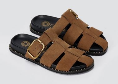 ATENEO Σανδάλια Fisherman με αγκράφα - 61315 - Taupe Σουέτ - ATENEO - 