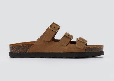 ATENEO Σανδάλια με αγκράφα και ανατομικό πάτο - 52103 - Taupe Σουέτ - ATENEO - 