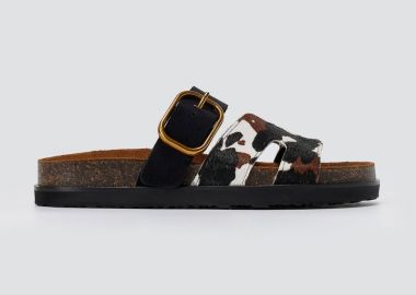 ATENEO Σανδάλια με animal print, λουράκι με αγκράφα - 62106 - Black Cow Pony - ATENEO - 