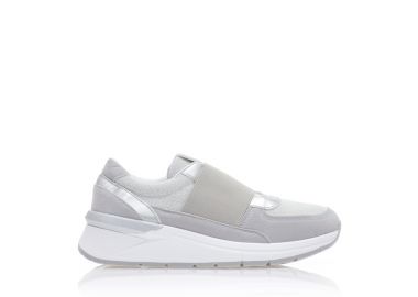 Αθλητικά ασημί σουέτ και λούρεξ με λουστρίνι λεπτομέρειες και λάστιχο ΑΣΗΜΙ - Tsoukalas - 