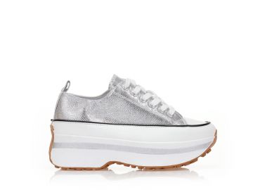 Αθλητικά ασημί υφασμάτινα με κορδόνια ΑΣΗΜΙ - Tsoukalas - 