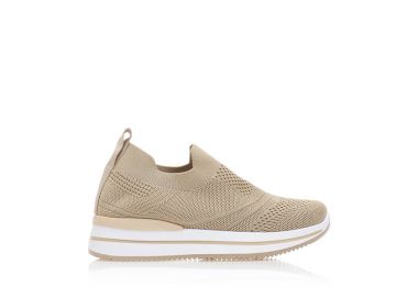 Αθλητικά χακί υφασμάτινα με πλέξη και λάστιχο στον αστράγαλο ΧΑΚΙ - Tsoukalas - 