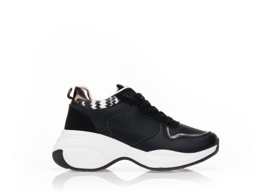 Αθλητικά δερματίνη με διάτρητο σχέδιο ΜΑΥΡΟ - Tsoukalas - 