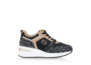 Αθλητικά δίχρωμα με χρυσές λεπτομέρειες ΜΑΥΡΟ - Tsoukalas - 