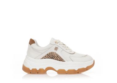 Αθλητικά δίπατα μπεζ με animal print λεπτομέρεια ΜΠΕΖ - Tsoukalas - 