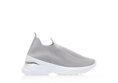 Αθλητικά γκρι υφασμάτινα κάλτσα με ιδιαίτερη σόλα και ασημί λεπτομέρεια ΓΚΡΙ - Tsoukalas - 