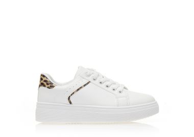 Αθλητικά λευκά δερματίνη με animal print λεπτομέρειες ΛΕΟΠΑΡ - Tsoukalas - 