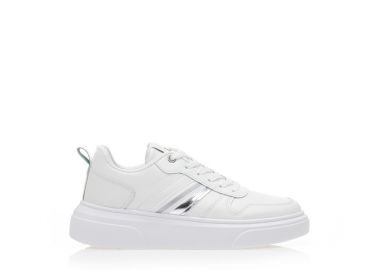 Αθλητικά λευκά δερματίνη με ασημί λεπτομέρειες ΛΕΥΚΟ - Tsoukalas - 