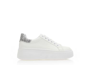 Αθλητικά λευκά δερματίνη με ασημί λούρεξ λεπτομέρεια ΑΣΗΜΙ - Tsoukalas - 