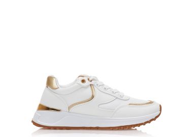 Αθλητικά λευκά δερματίνη με χρυσές λεπτομέρειες ΛΕΥΚΟ - Tsoukalas - 