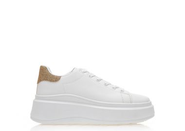 Αθλητικά λευκά δερματίνη με χρυσή λούρεξ λεπτομέρεια ΧΡΥΣΟ - Tsoukalas - 