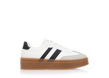 Αθλητικά λευκά δερματίνη με μαύρες λεπτομέρειες ΛΕΥΚΟ - Tsoukalas - 