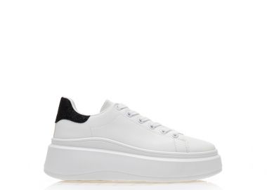 Αθλητικά λευκά δερματίνη με μαύρη λούρεξ λεπτομέρεια ΜΑΥΡΟ - Tsoukalas - 