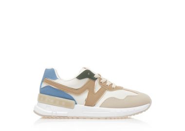 Αθλητικά λευκά δερματίνη με πολύχρωμες λεπτομέρειες ΠΟΛΥΧΡΩΜΟ - Tsoukalas - 