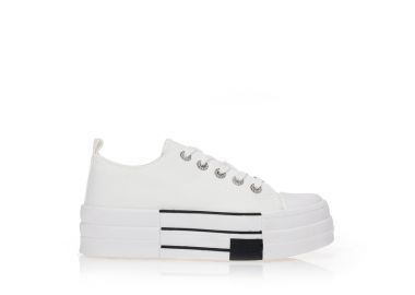 Αθλητικά λευκά με ασημί λεπτομέρειες ΛΕΥΚΟ - Tsoukalas - 