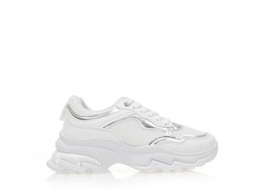 Αθλητικά λευκά υφασμάτινα με ασημί λεπτομέρειες ΛΕΥΚΟ - Tsoukalas - 