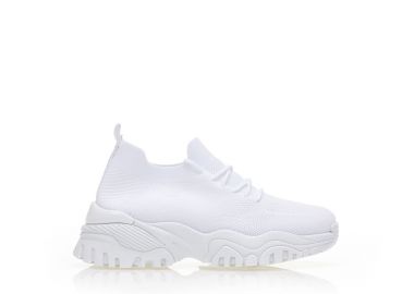 Αθλητικά λευκά υφασμάτινα με κορδόνια και ιδιαίτερη σόλα ΛΕΥΚΟ - Tsoukalas - 