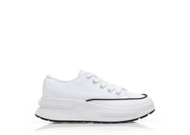 Αθλητικά λευκά υφασμάτινα με κορδόνια ΛΕΥΚΟ - Tsoukalas - 