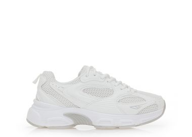 Αθλητικά λευκά υφασμάτινα με λευκές δερματίνη λεπτομέρειες και chunky σόλα ΛΕΥΚΟ - Tsoukalas - 