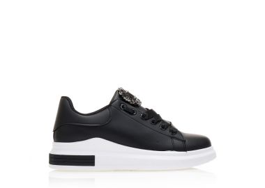 Αθλητικά μαύρα δερματίνη με αγκράφα από στρας ΜΑΥΡΟ - Tsoukalas - 