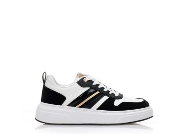 Αθλητικά μαύρα δερματίνη με μπρονζέ λεπτομέρειες ΜΑΥΡΟ - Tsoukalas - 