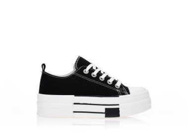 Αθλητικά μαύρα με ασημί λεπτομέρειες ΜΑΥΡΟ - Tsoukalas - 