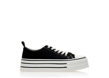 Αθλητικά μαύρα υφασμάτινα δίπατα ΜΑΥΡΟ - Tsoukalas - 