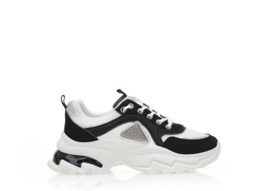 Αθλητικά μαύρα υφασμάτινα και σουέτ με αγκράφα από στρας ΜΑΥΡΟ - Tsoukalas - 