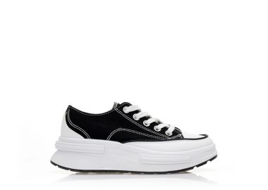 Αθλητικά μαύρα υφασμάτινα με κορδόνια ΜΑΥΡΟ - Tsoukalas - 