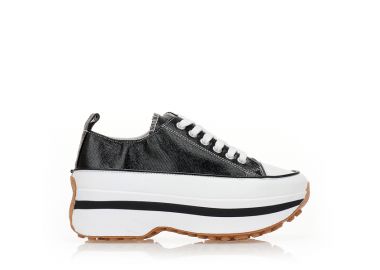 Αθλητικά μαύρα υφασμάτινα με κορδόνια ΜΑΥΡΟ - Tsoukalas - 